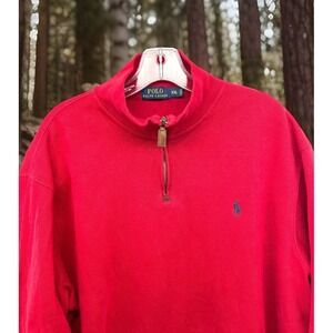 Polo Ralph Lauren Red Long Sleeve 1/4 Zip Polo Shirt Men's XXL Pony Mock Collar